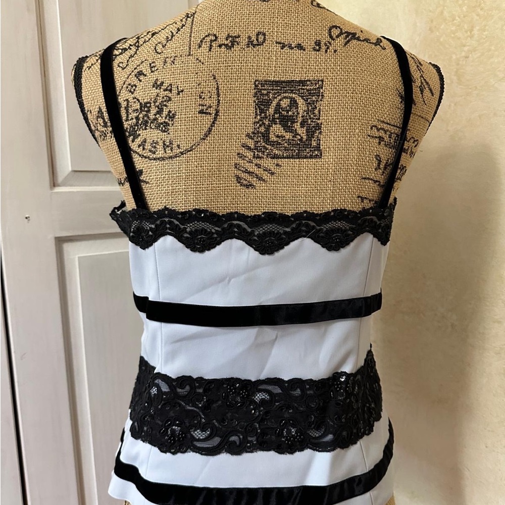 Elegant Black and White Lace Top